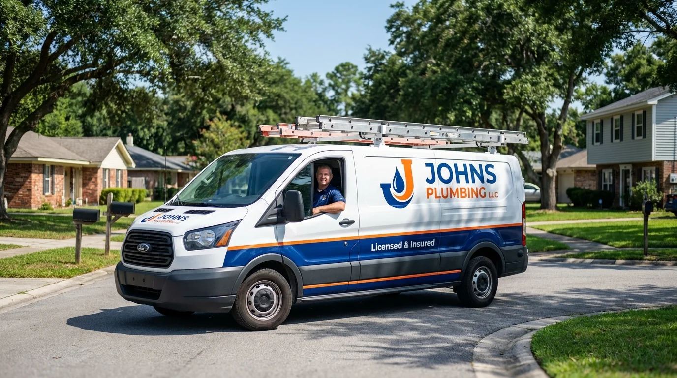 Johns Plumbing LLC service van in Bordentown, NJ