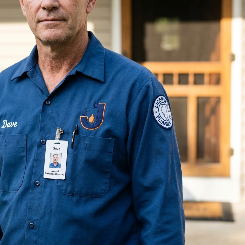 Licensed plumber showing ID badge in Bordentown, NJ