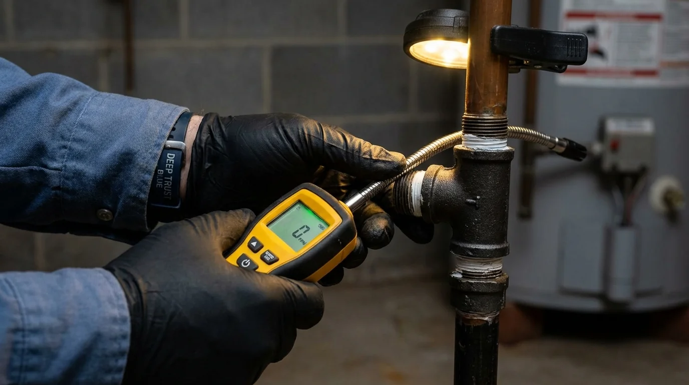 Gas leak detection with electronic sniffer by Johns Plumbing LLC in Bordentown
