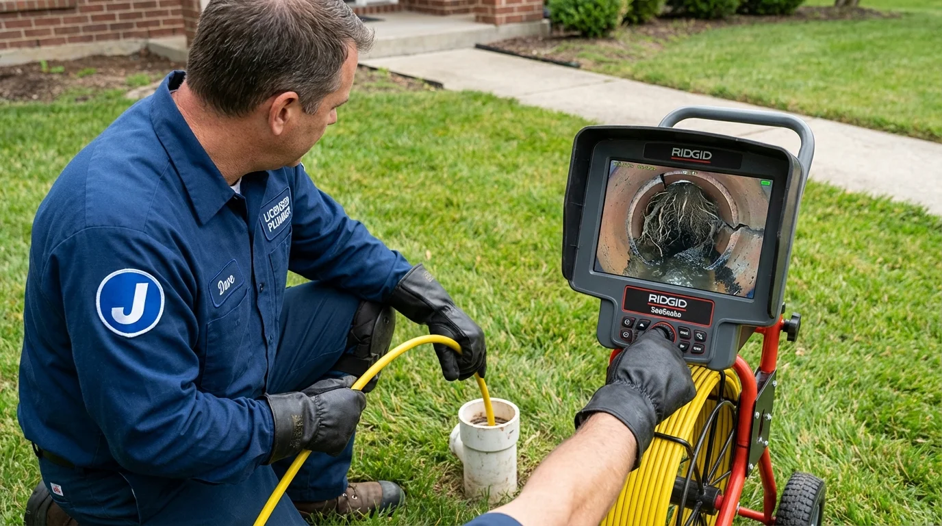 Sewer camera inspection being performed by Johns Plumbing LLC in Bordentown